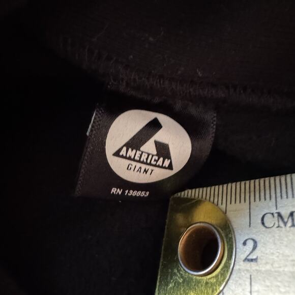 American Giant Black Hoodie Men's Large Heavy Double Elbow Zip Up Made In USA - Picture 9 of 11